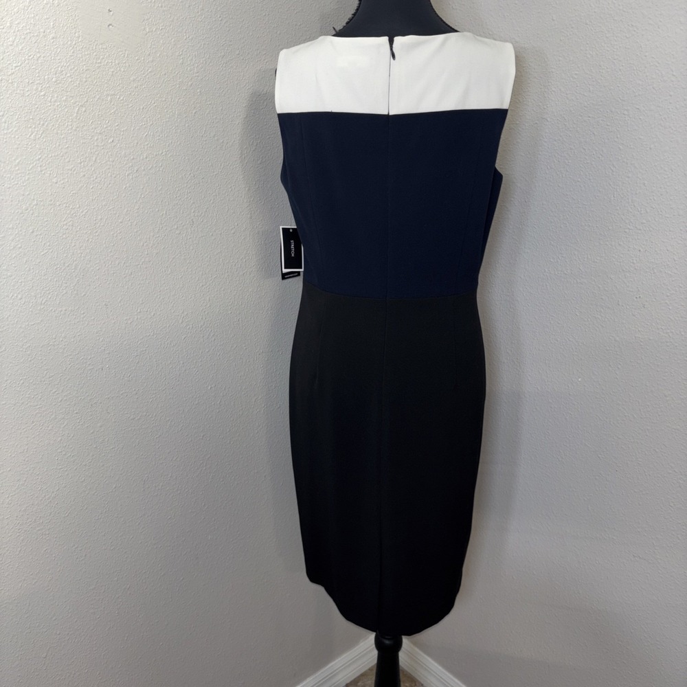 New Nine West Sleeveless Dress Women's 6 Navy Combo Retro Minimalist Classy - Picture 2 of 12